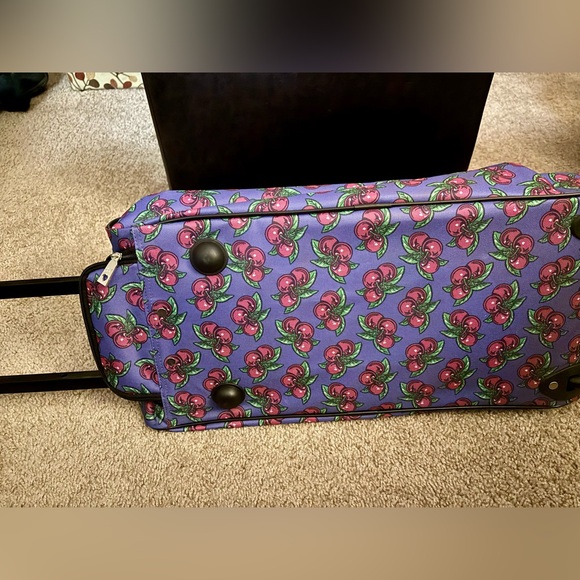 Betsey Johnson Weekender Carry On Luggage with Wheels- Cherry Pie - Picture 8 of 9